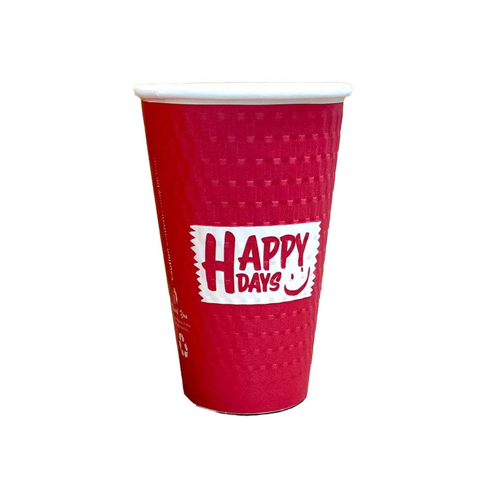 16oz Embossed Happy Days PE Double Walled Hot Cups