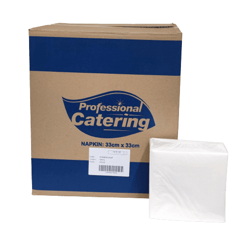 White Napkin 2 Ply 1/4 Fold 33cm