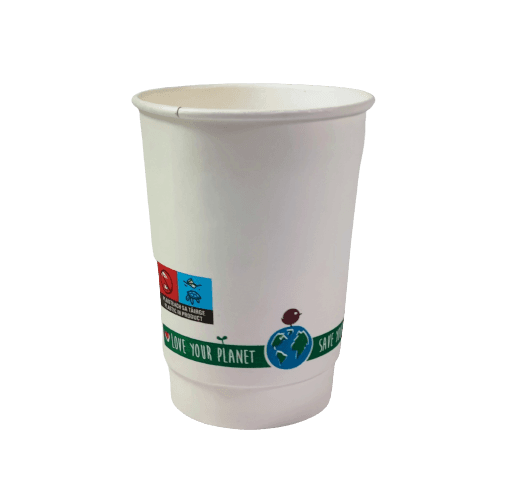 12oz PC Compostable Double Wall White-Printed Cup 3