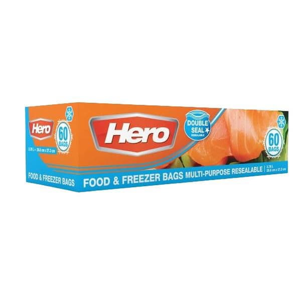 Hero Double Seal Food & Freezer Bags (3.8L)