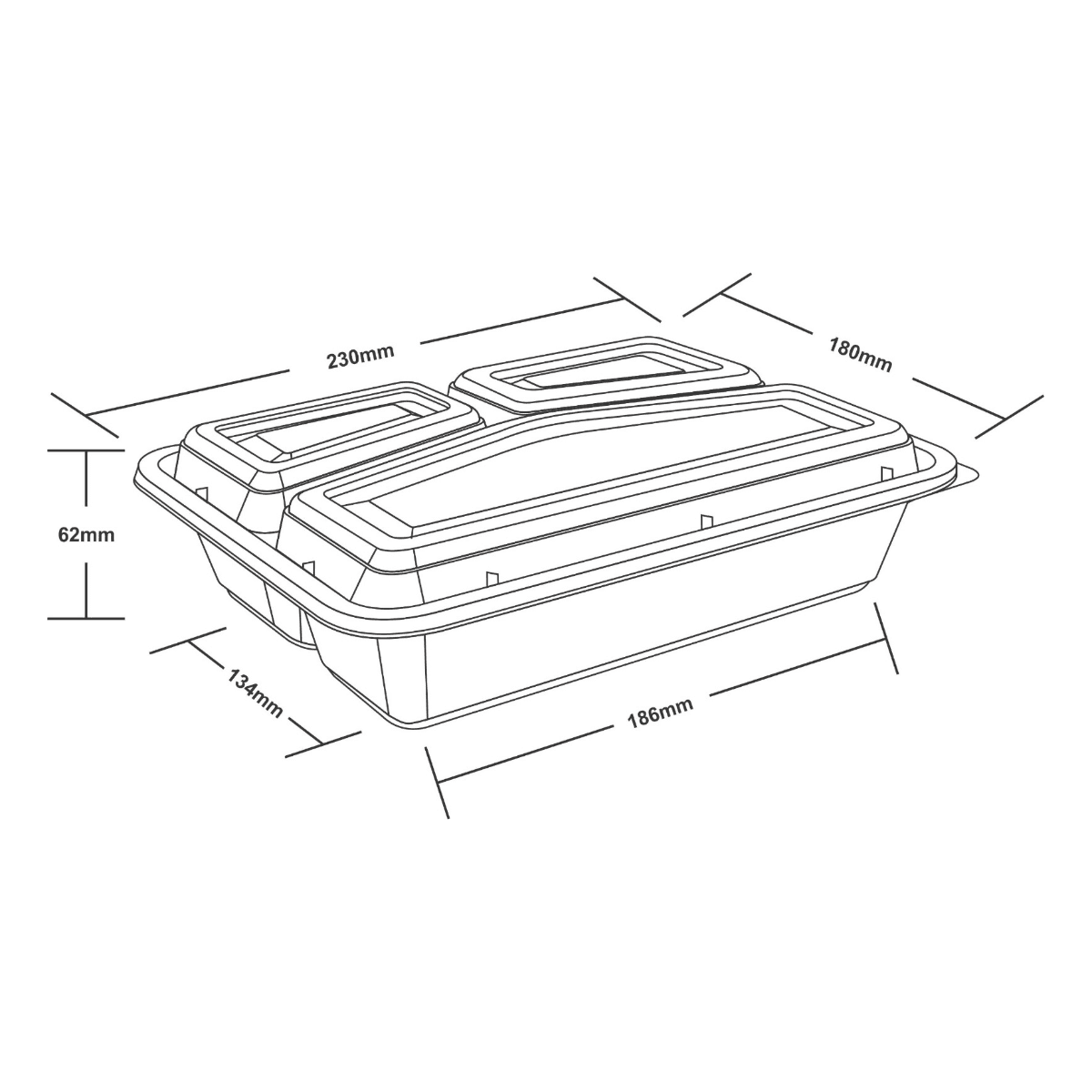 32oz Onyx 3 Comp PP Microwavable & Reusable Black Base Clear Lid 2