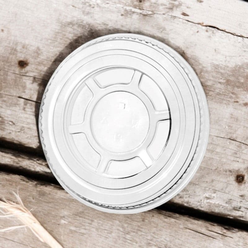 95mm Clear rPET Flat Lid (N/Slot) 2