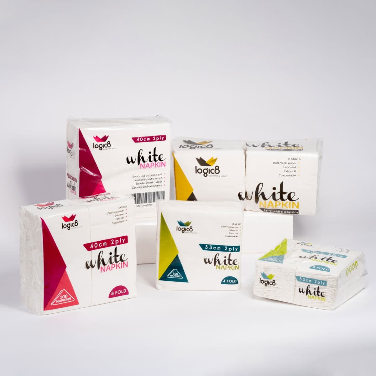 Logic8 30cm 1ply 4fold napkins 2