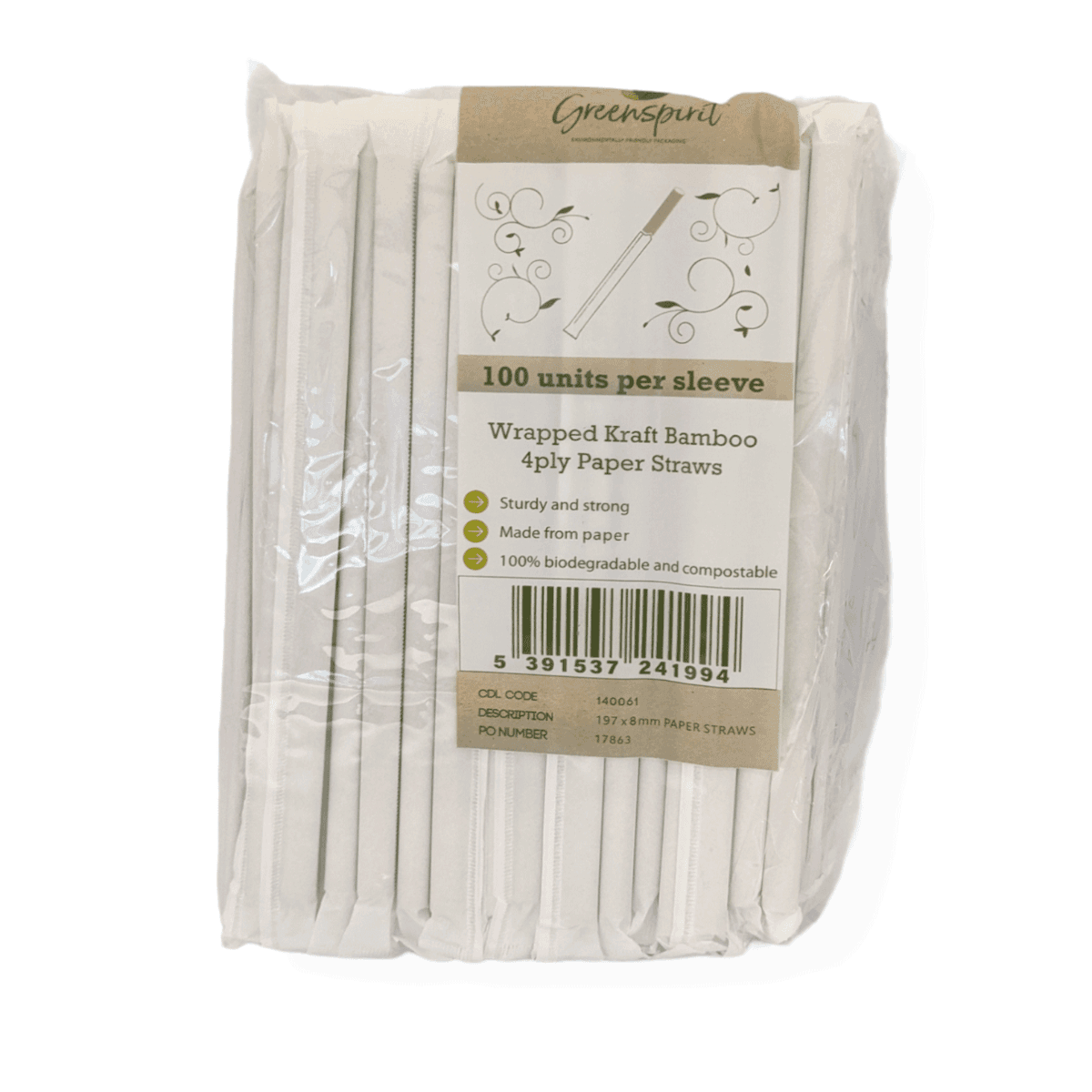 Wrapped Kraft Paper Straw (4-Ply, 8mm x 197mm) 2