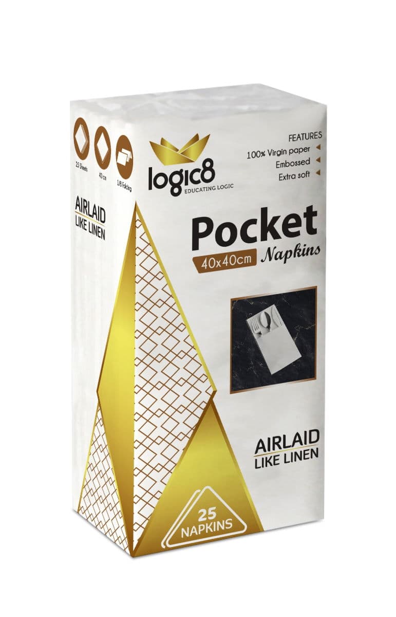 Logic8 40cm Airlaid Pocket White Napkins