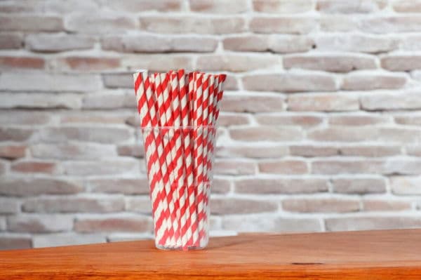 Red Striped Paper Straw (3-Ply, 6mm x 197mm) 2