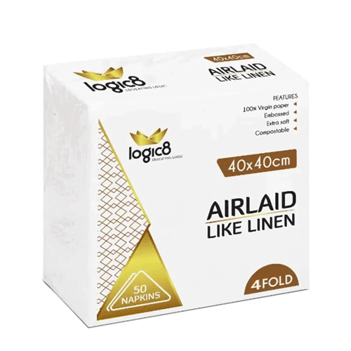 Logic8 40cm Airlaid 4fold White Napkins