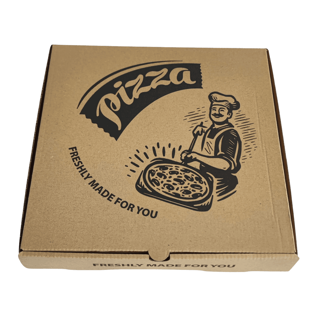Pizza Box Kraft Brown with Black Stock Design (10")