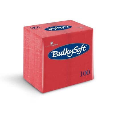 BulkySoft 40x40cm Red 2ply 8fold Dinner Napkin