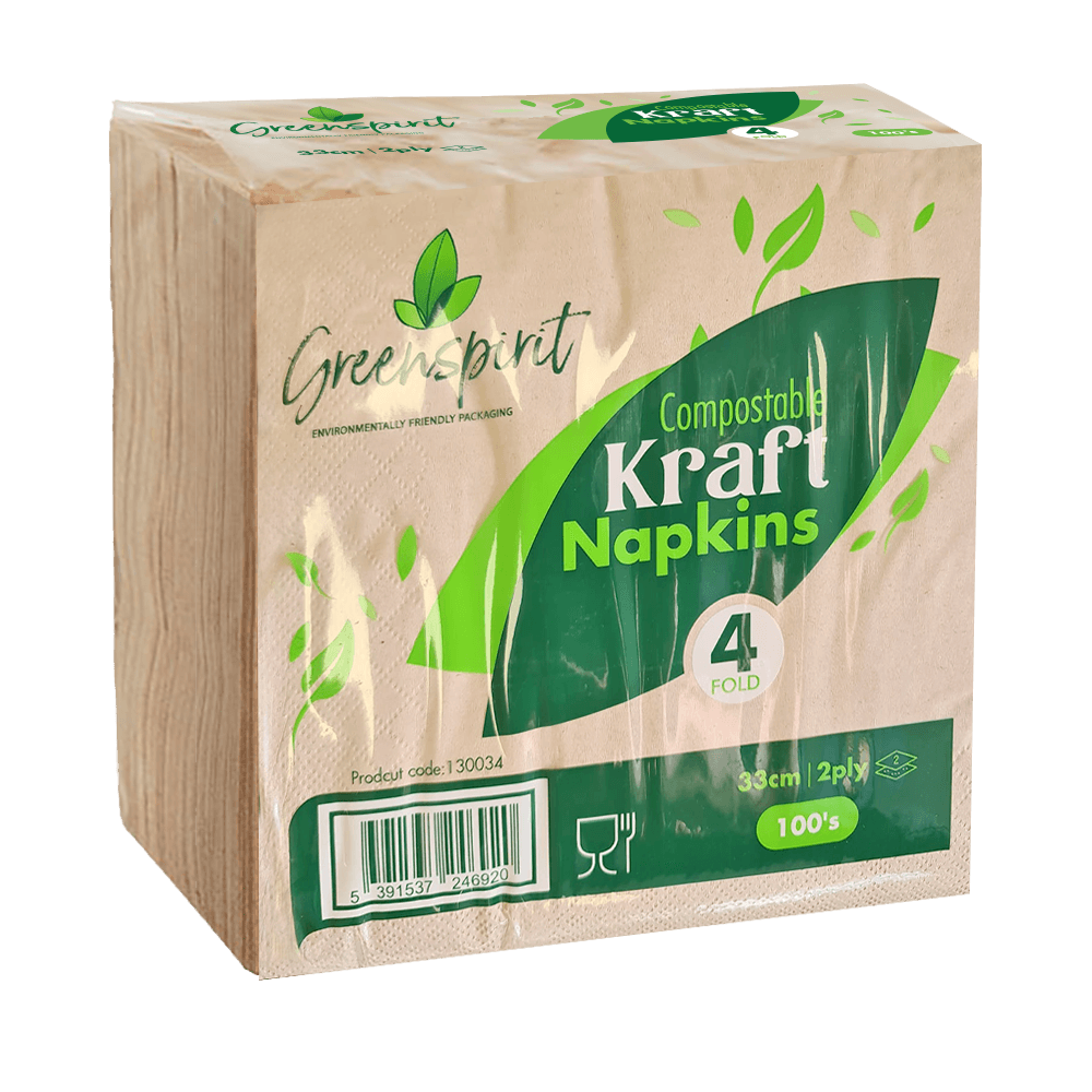 33cm 2ply 4fold Compostable Kraft Napkins