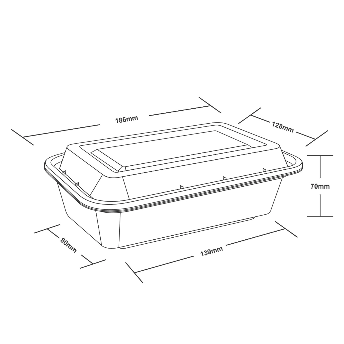 24oz Onyx PP Microwavable & Reusable Black Base Clear Lid 2