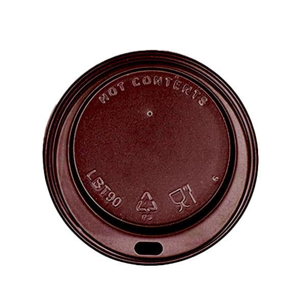 90mm Brown Hot Cup Lids (Fits 12/16oz)