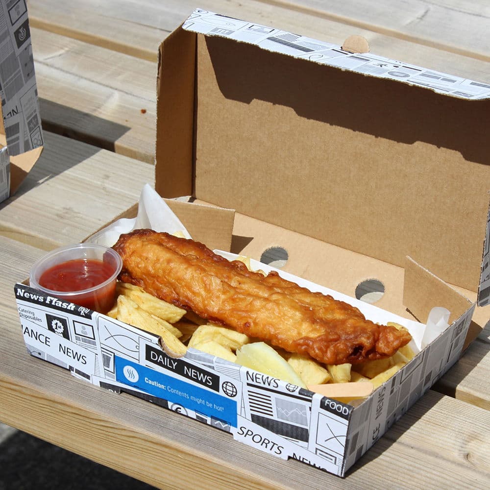 Small Corrugated Fish & Chip Box 255x150x50mm 2