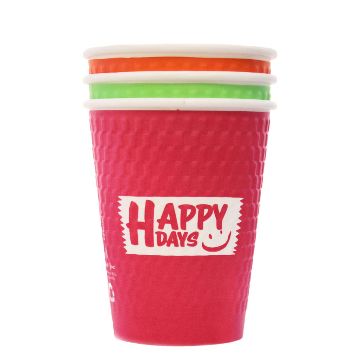 12oz Embossed Happy Days PE Double Walled Hot Cups 4