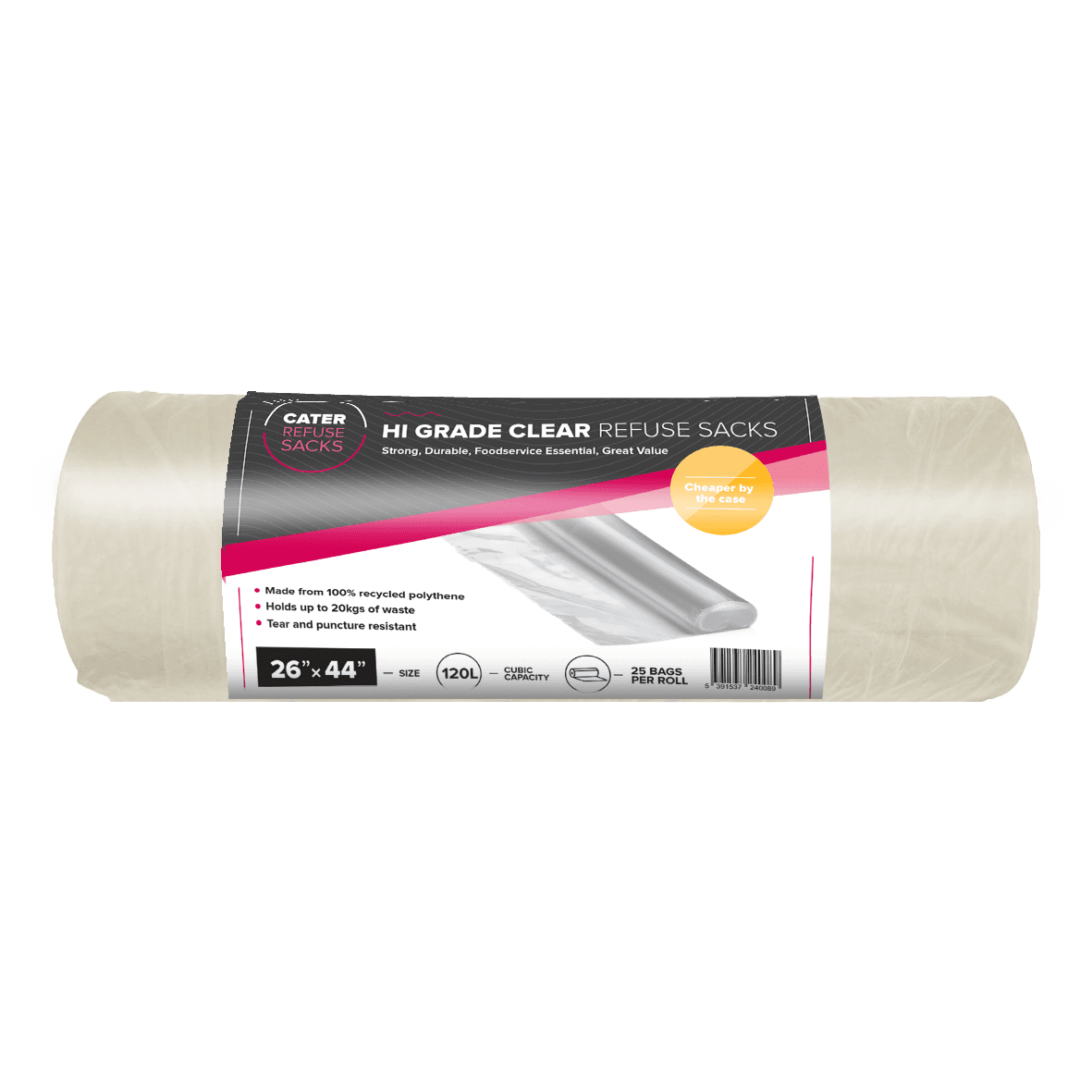 26" x 44" Hi-Grade Clear Refuse Sack