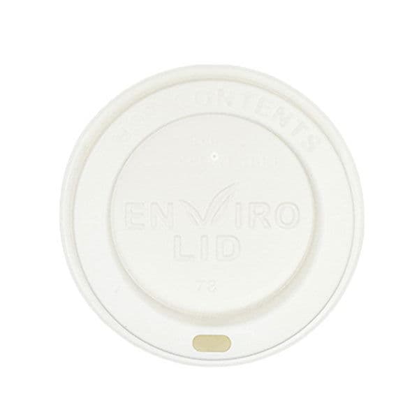 90mm White Compostable Hot Cup Lids (Fits 12/16oz)