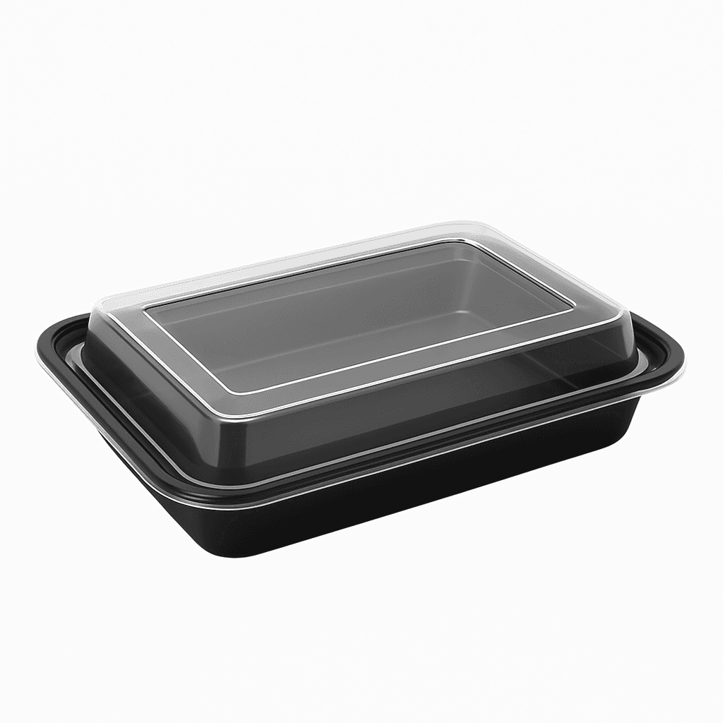 16oz Onyx PP Microwavable & Reusable Black Base Clear Lid
