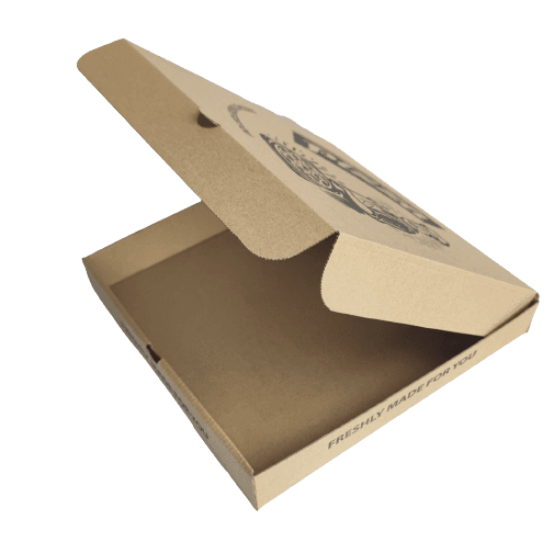 Pizza Box Kraft Brown with Black Stock Design (12") 2