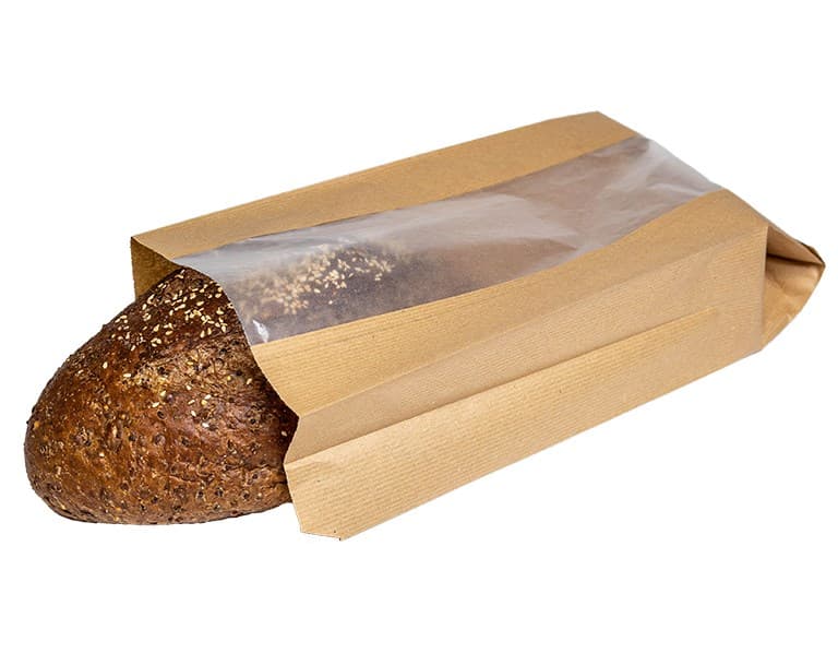 Large Brown Kraft Bread Bag with Glassine Window (16x6x10")