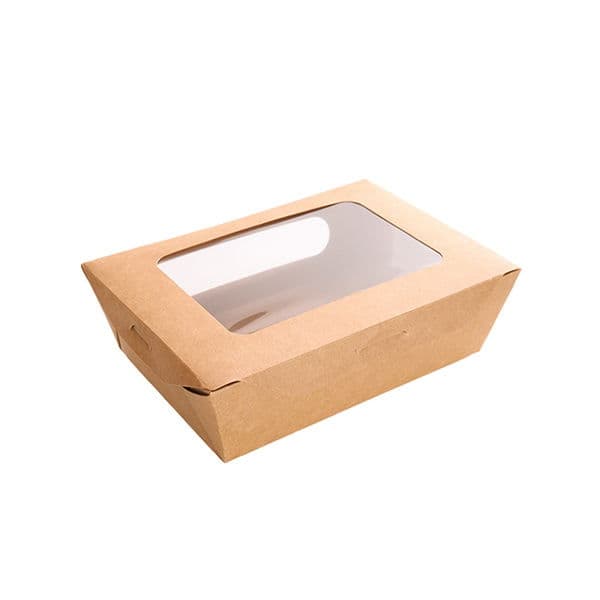 Medium Kraft Salad Box with Big Window (570ml)