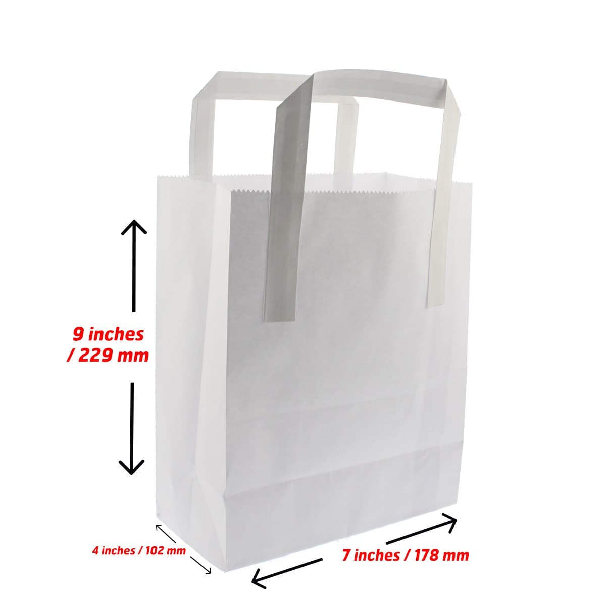 White Kraft Paper Bag with Paper Tape Handles (7x10x8") 2