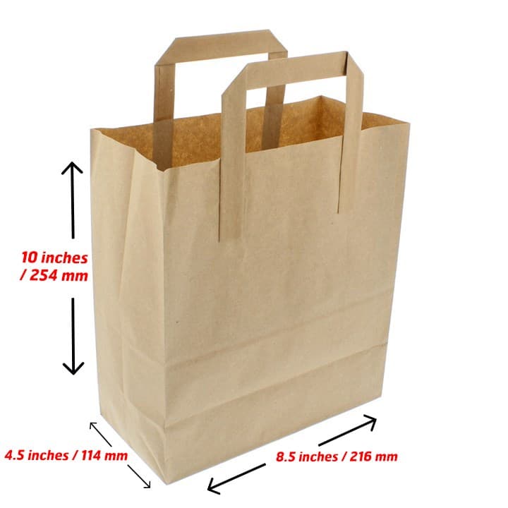 Brown Kraft Paper Bag with Paper Tape Handles (8.5x13x10") 2