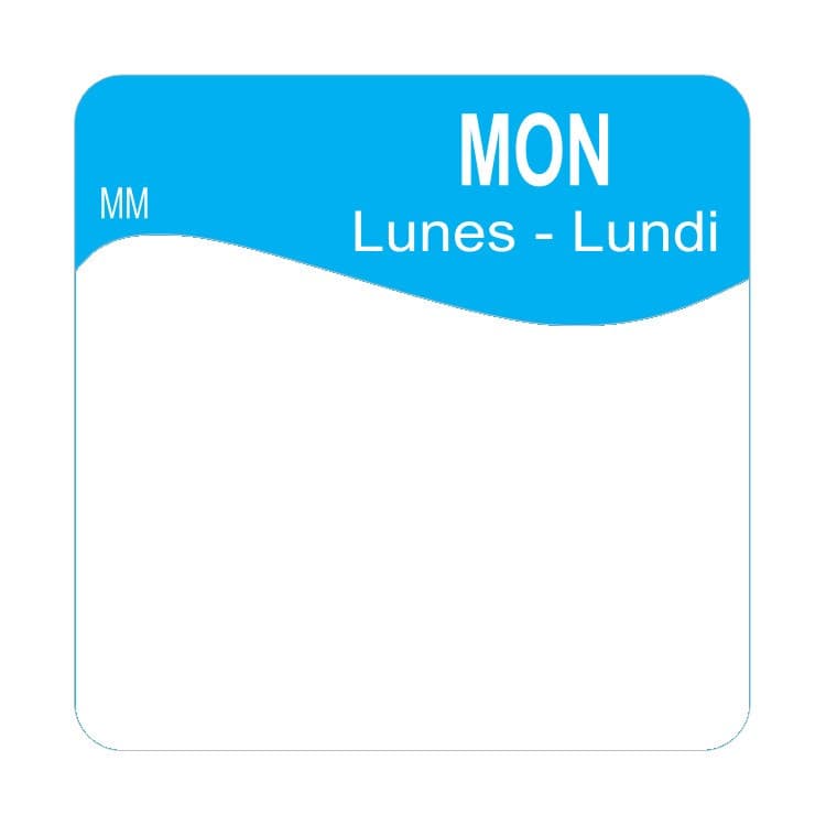 25mm Removable SQUARE LABEL - MONDAY